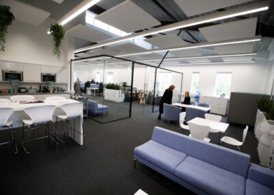 Open plan office and co-working area at the Wood Centre for Innovation.