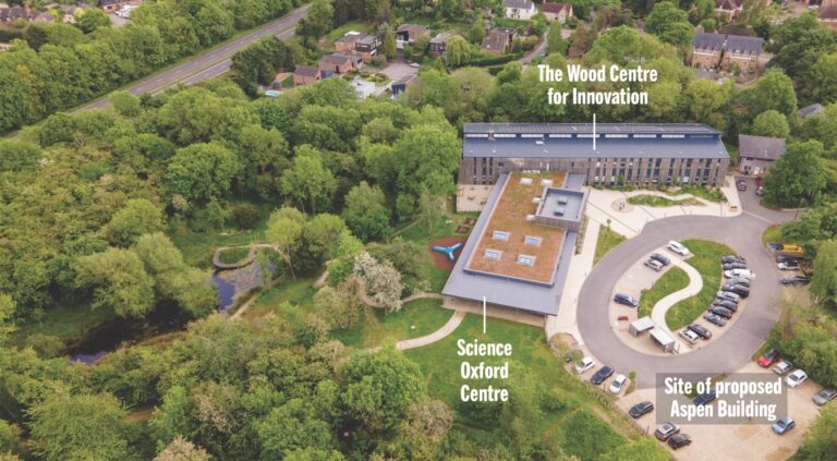 Site plan showing the location of the new Aspen building at the Wood Centre for Innovation