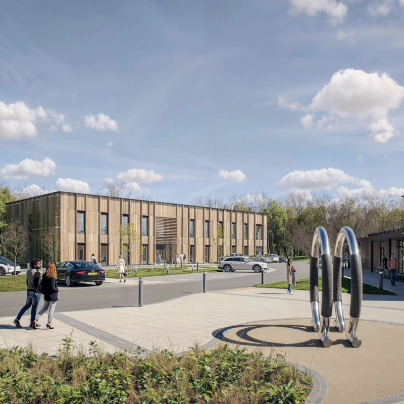 Computer generated image of the soon to be build Aspen building at the Wood Centre for Innovation.